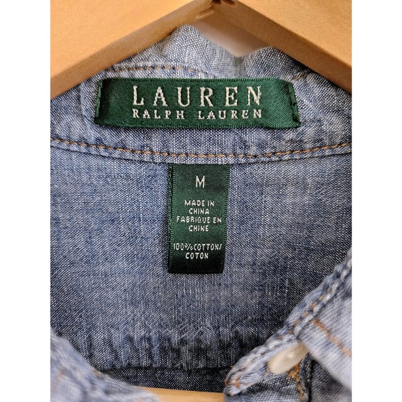 Lauren Ralph Lauren Women's M Chambray Utility Button Down Shirt 100% Cotton - Picture 3 of 4
